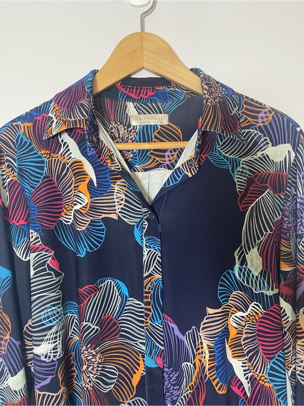 Anatomie Italy Floral Print Button Front Stretch Blouse Size M - Picture 2 of 7